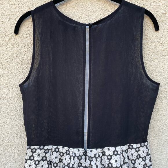 Madewell Black Cream Perforated Floral Dress 2 Open Back - Picture 9 of 9